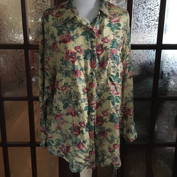 Vintage 100% Silk Floral Edwardian print long sleeved blouse - Picture 4 of 7